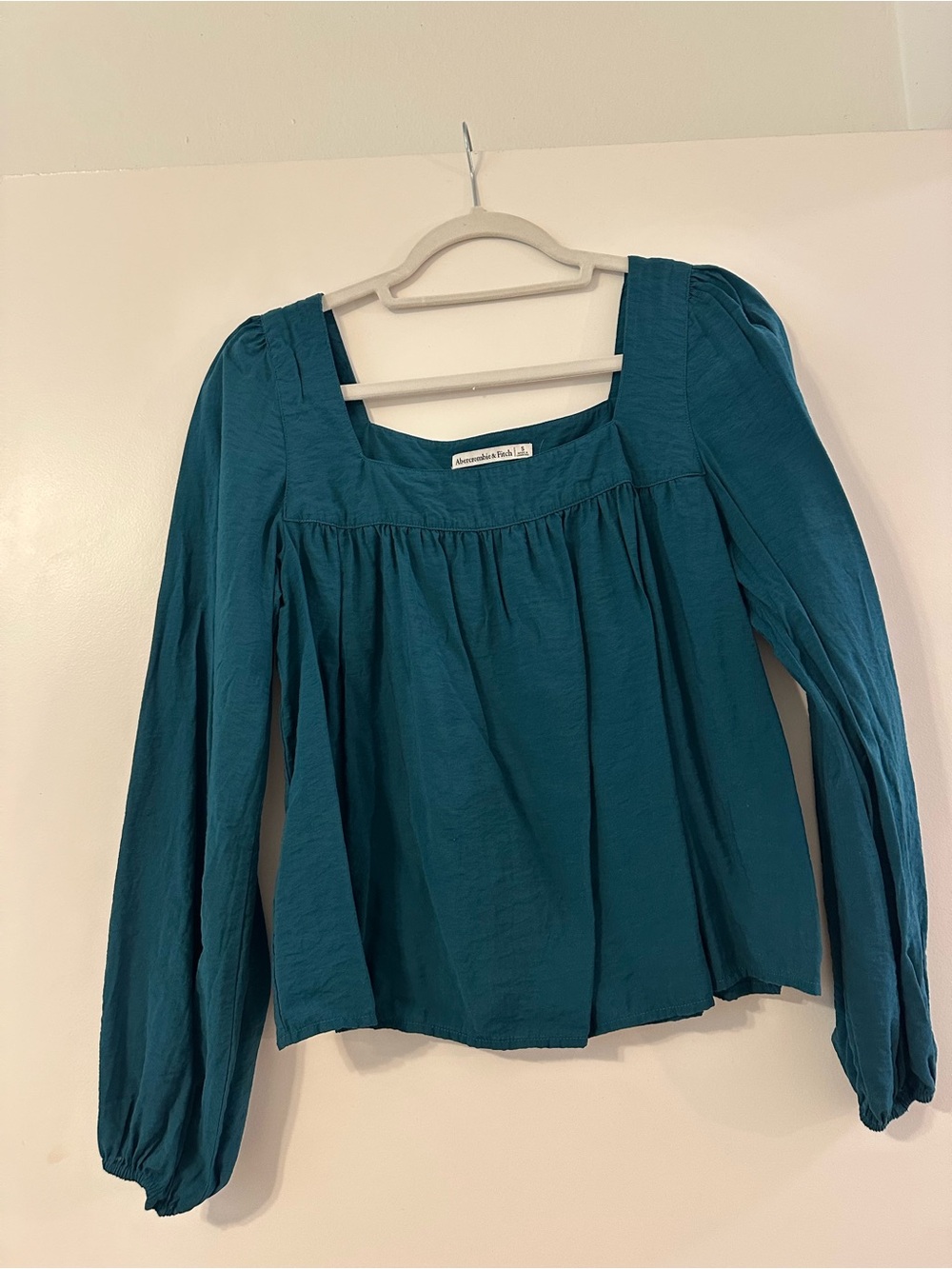 Abercrombie & Fitch Teal Square-Neck Long Sleeve Top